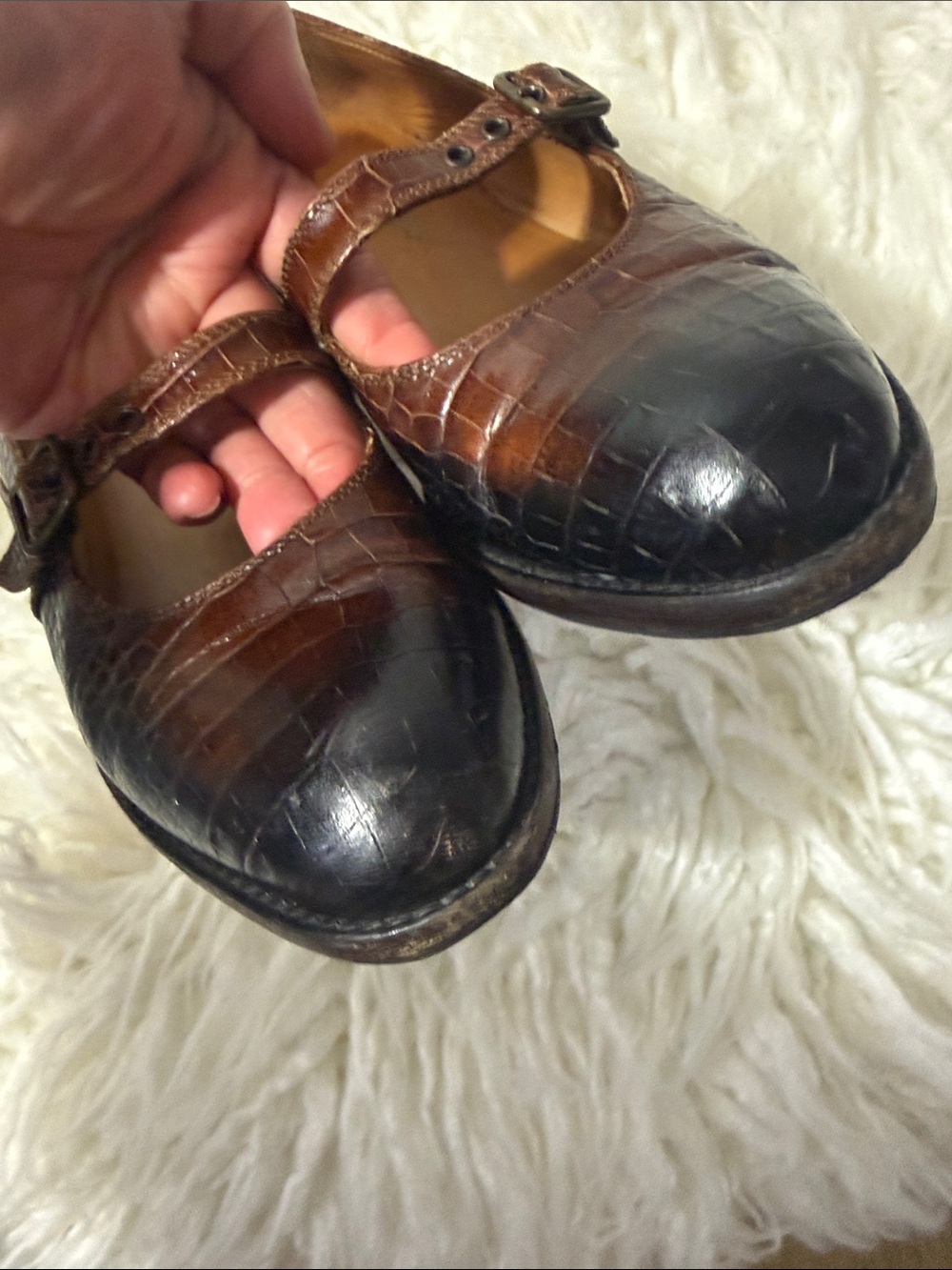 Dries Van Noten Brown Croc-Embossed Mary Jane Flats size 37 or 7 - Picture 7 of 9